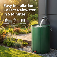 TAK 100-1000L Baril de pluie pliable, réservoir d'eau pliable avec kit de déviateur de gouttière, récupération d'eau de pluie