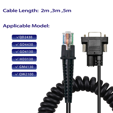 SOTESIN 5m Serial RS232 to RJ50 Pure Copper Barcode Scanner Cable 1D 2D Reader Cable for Datalogic GD4430 QW2120 QD2430 QM2430