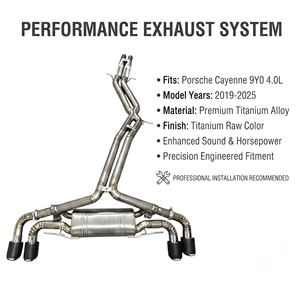 Vortex Exotic Natural Ti Header <b>Back</b> Setup Featuring Carbon Tips & Vacuum Valve Fits Porsche Cayenne 9Y0 - Product Image 1