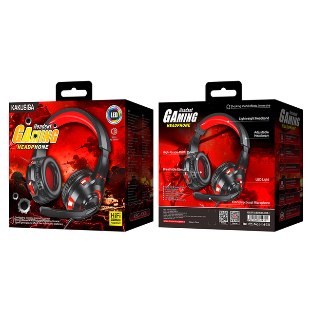 KAKU New Arrival 40mm Gaming Headset with USB+3.5mm Plug-2m Cable. RGB Lighting,Adjustable Mic for PC/PS/Xbox