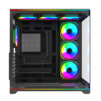 Boîtier PC Gaming Anime pour l'extérieur, anti-poussière, avec panneau avant en verre, bande RGB et affichage de la température
