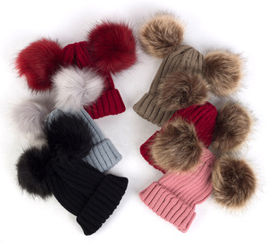 Wholesale Winter Custom Knitted <strong>Pom</strong> <strong>Beanie</strong> Hat - Product Image 1