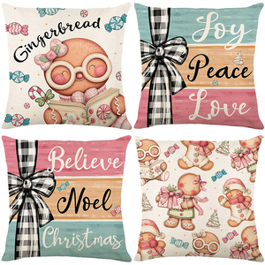 Sarung Bantal Natal Modern OEM Kustom untuk Liburan Musim Dingin, Tekstur Linen Poliester, Motif Manusia Salju dan Kepingan Salju, Bentuk Persegi - Product Image 6