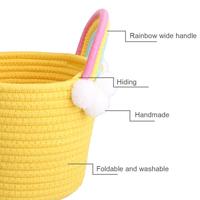 Mignonne Peluche Boule Décoration Enfants Cadeau Panier Coton Corde Tissé De Noël Décoratif De Stockage Organisateur avec Arc-En-Poignée