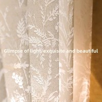 Voilage de fenêtre style français pour salon et chambre, motif botanique, ambiance pastorale, silhouette de branche sous la lune, frais et épuré