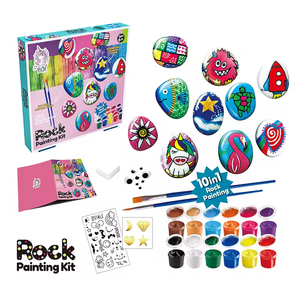 Juguete de garabato de piedra educativo para niños 10 en 1 creativo hecho <span class=keywords><strong>a</strong></span> mano DIY Kits de manualidades Kit de juguete de pintura de roca - Product Image 1