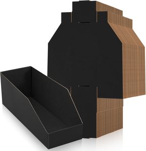 Contenedores de Almacenamiento de Cartón, Cajas Abiertas con Parte Superior Abierta, Organizadores de Estantes de Cartón Corrugado Negro para Despensa, Piezas, Garaje, Refrigerios, Botellas, Latas - Product Image 1