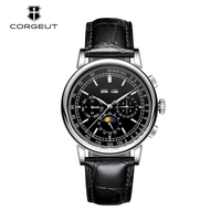 Montre de luxe pour hommes avec phase de lune design mode affaires robe hommes montre avec logo personnalisé montre mécanique automatique