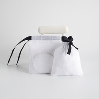 Sac de rangement en coton bambou avec cordon de serrage et ruban noir pochettes d'emballage pour accessoires de bijoux logo personnalisé