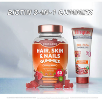 Gummies de beauté OEM 3-en-1 à la biotine avec collagène et kératine pour cheveux, peau et ongles - Complément vitaminique de 60 unités