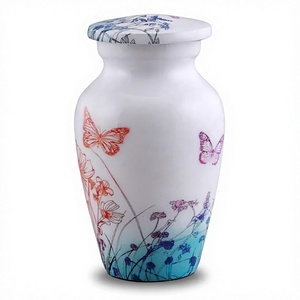 Urna Funeraria Azul con Diseño de Palmera Tropical para Cenizas de Adultos, Contenedor Conmemorativo Personalizable - Product Image 2