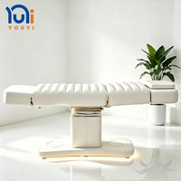 Table de massage électrique personnalisable en cuir PU blanc, lit de massage réglable, lit facial pour salon médical et esthétique