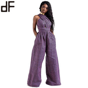 Jumpsuits Largos de Verano para Mujer, Talla Grande, Estampado Digital Africano, con Cinturón, Transpirables, de Poliéster, para la Región del Pacífico, Venta al Por Mayor - Product Image 2