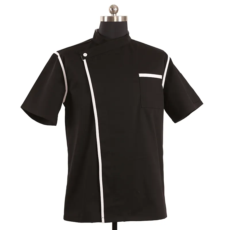 Custom Unisex Chef Jacket Eco-Friendly Breathable Cotton/Polyester Short Woven Twill Uniform Coat Kitchen Hotel Restaurant