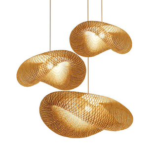Modern Handmade Wicker Rattan Bamboo Wooden <b>Shade</b> Hanging <b>Ceiling</b> Lamp Retro Lighting for Home Woven Chandelier Pendant <b>Light</b> - Product Image 5
