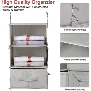Home Folding <b>6</b> Shelf Hanging Cloth Organizer Double Connection Zipper Together 3 <b>Drawers</b> 4 Pockets Hanging Closet Organizer - Product Image 4