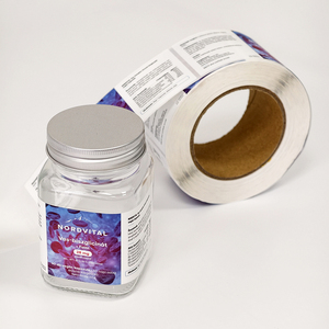Etiqueta adhesiva en rollo de vinilo brillante impresa con la marca, no tóxica, resistente a arañazos, para envasado hermético de botellas de alimentos. - Product Image 1