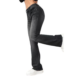 Nuovo caldo classico Slim Fit Jeans da <span class=keywords><strong>donna</strong></span> Casual tinta tinta a vita alta Jeans alla moda da <span class=keywords><strong>donna</strong></span> <span class=keywords><strong>pantaloni</strong></span> di Jeans dritti da <span class=keywords><strong>donna</strong></span> - Product Image 6