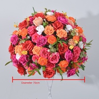 Rangée de fleurs décoratives de haute qualité et durables en soie rose et orange pour l'aménagement de scène de mariage, la décoration de table, les arches et les étagères