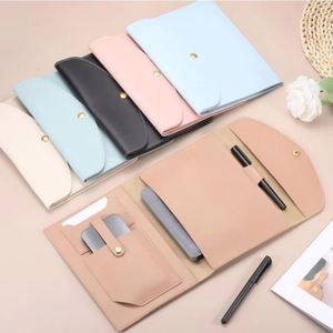 สมุดบันทึก A5 ปกหนัง PU พร้อมช่องใส่บัตรและปากกา สำหรับเป็นของขวัญต้อนรับ พกพาสะดวก - Product Image 1