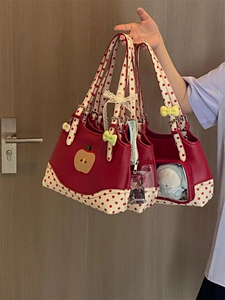 Bolso de Hombro Transparente para Mujer con Cierre de Cremallera y Diseño de Manzana Bordado con Detalle de Cojín - Product Image 2