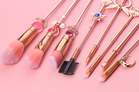 Juego de brochas de maquillaje de dibujos animados de oro rosa de 8 piezas DailyQueen Cardcaptor Sakura y Sailor Moon, brochas para base, diseño bonito y elegante