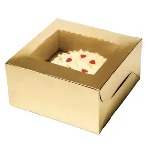 定制设计艺术卡板全彩手工批发金色结婚蛋糕盒