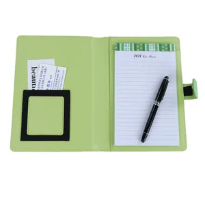 A5 Notepad with pocket cover Mounting notebook with pen hanging single-wrapped edge stitching Business stationery book