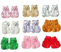 Chausson Ours en Peluche Arc-en-ciel d'Intérieur Extérieur OEM, Pantoufles Personnalisées pour Enfants, Femmes et Filles