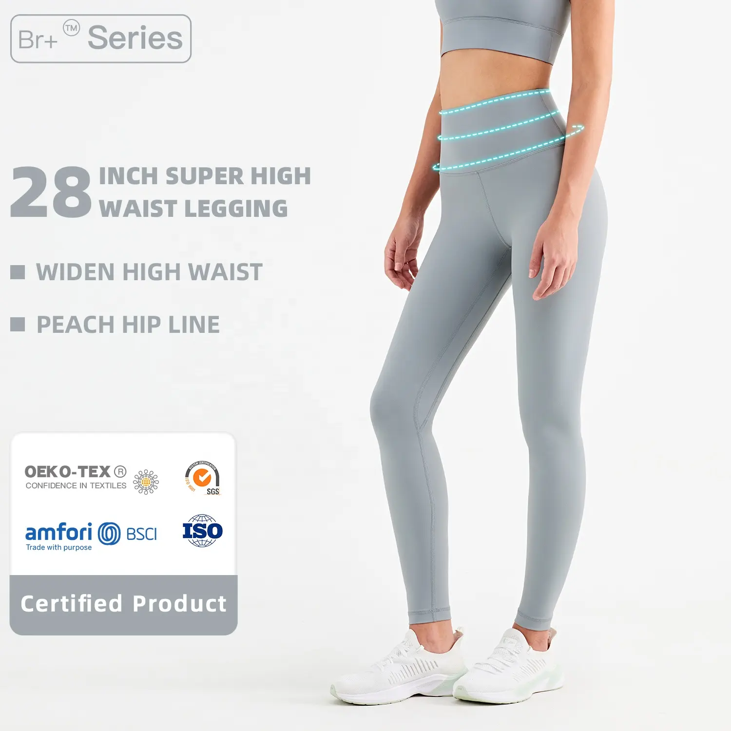 Super High Waist Sport Yoga Legging 28 Zoll Bauch kontrolle Workout Gym Pant Frauen