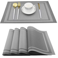 Tapis de Table en PVC de Cuisine de Style Moderne Imperméable et Résistant à la Chaleur Rectangulaire Décoratif Gris Tissé Design
