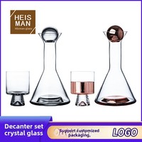 Ensemble de carafes à vin en verre soufflé transparent de haute qualité, pour usage domestique, 900 ml, soufflé à la main, design moderne, personnalisable