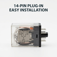 Relais électromagnétique LY4N-J LY4N LY4 4PDT 10A 110V 220V 24V 12V avec indicateur LED, neuf et original