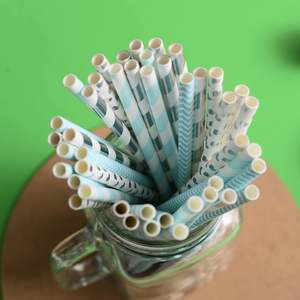 Confezione di cannucce di carta blu e argento riutilizzabili 100 per feste e compleanni - Product Image 3