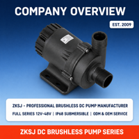 Pompe submersible ZKSJ DC 12V 24V 48V 10000-13500L/H, hauteur de refoulement 5-10M, pompe à eau silencieuse sans balais IP68 pour aquarium et refroidissement liquide