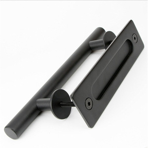 Poignée de porte de grange O'Leeford noire dissimulée double face 8080 en fonte sous pression, installation facile - Product Image 1