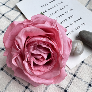 Fleurs artificielles Meiyu Craft, têtes de roses en soie à bords brûlés, décoration de mariage, art mural, décoration de festival - Product Image 4