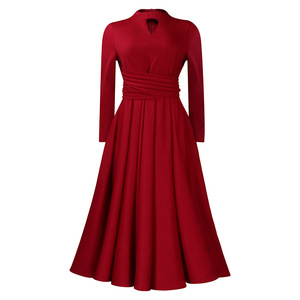 Wholesale <b>Plus</b> <b>Size</b> African Big Swing Dress Women Long Sleeve Pleated Dresses - Product Image 1