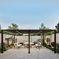 Pergola bioclimatique moderne en aluminium avec capteur de pluie intelligent, auvent motorisé de luxe pour villa extérieure