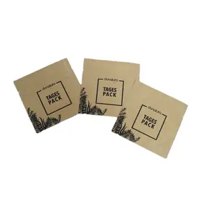 Biodegradable Small Brown Kraft Paper Pouch Packaging Heat Sealed Organic Green Tea Bags