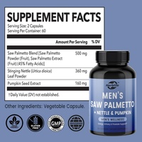 Marque privée OEM Saw Palmetto pour hommes, complément pour la prostate, complément de soutien de la prostate pour la santé masculine, capsules de Saw Palmetto