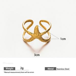 Joyería Verano 18K PVD Chapado en oro Ocean Conch Ring Swirl Acero inoxidable Sea Snail Anillo de apertura - Product Image 5