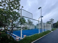 Terrain de padel couvert avec toit rétractable 20x10m, structure membranaire, éclairage LED, intérieur/extérieur, vente en gros