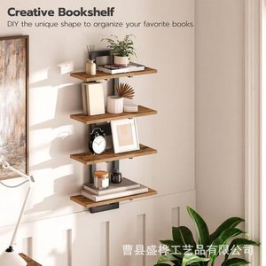 <b>Wall</b> <b>Mounted</b> Wooden <b>Shelf</b> 2 Tier Storage Rack For Kitchen Bathroom Living Room Decorative Display Organizer Durable Multipurpose - Product Image 3