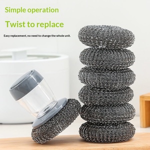 Dish <b>Brush</b> with Soap Dispenser – Portable Kitchen Cleaning Tool, Built-in Scrubber for Dishes, Pots, Pans – Press and Wash, Refi - Product Image 6