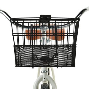 La cesta delantera de bicicleta desmontable cuenta con una malla de media malla de acero con asas de elevación de bicicleta incorporadas y ganchos desmontables - Product Image 2