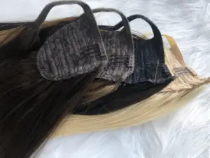 AliLeader 20 Inch Silky Straight Pure Color Ponytail Clip Hair Extensions High Quality Wholesale Genius Weft Dyed Hair Extension