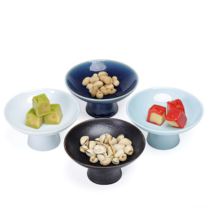 Plateau à fruits haut en céramique, rond, en porcelaine, nouveau style chinois, pour la maison, le salon, le thé et les en-cas - Product Image 5