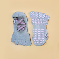 Chaussettes de Pilates pour femmes à 5 doigts, antidérapantes, avec logo personnalisé, pour fitness quotidien en intérieur