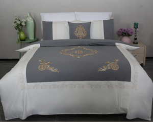 New Dubai phong cách thêu hoa duvets Bìa thêu đệm bao gồm màu xám và vàng Comforter bộ đồ giường - Product Image 1